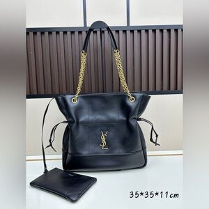 Yves Saint Laurent Black Shoulder Bag with Gold Chain